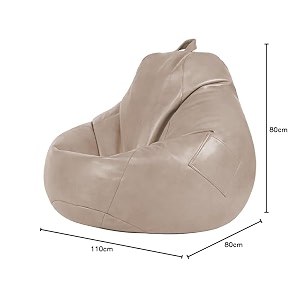 macca brand - xl clasic bean bag filled with beans faux leather beige