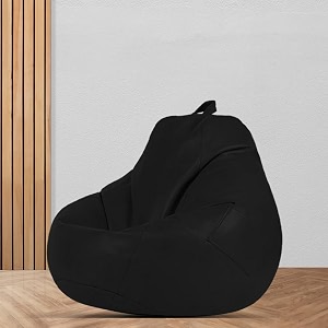 macca brand - xl clasic bean bag filled with beans faux leather black