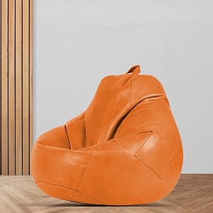 macca brand - xl clasic bean bag filled with beans faux leather orange
