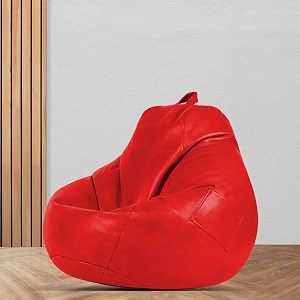 macca brand - xl clasic bean bag filled with beans faux leather red