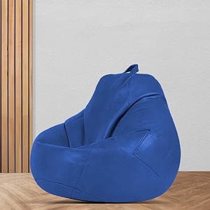 macca brand - xl clasic bean bag filled with beans faux leather blue