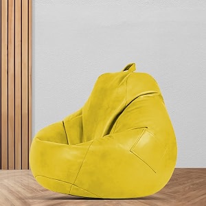 macca brand - xl clasic bean bag filled with beans faux leather yellow