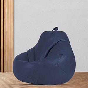 macca brand - xl clasic bean bag filled with beans faux leather navy blue