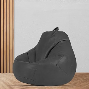 macca brand - xl clasic bean bag filled with beans faux leather grey