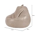 MACCA Brand - XL Clasic Bean Bag Filled with Beans (Faux Leather) (Beige)