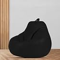 MACCA Brand - XL Clasic Bean Bag Filled with Beans (Faux Leather) (Black)