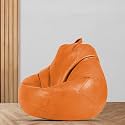 MACCA Brand - XL Clasic Bean Bag Filled with Beans (Faux Leather) (Orange)