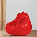 MACCA Brand - XL Clasic Bean Bag Filled with Beans (Faux Leather) (Red)