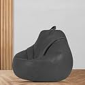 MACCA Brand - XL Clasic Bean Bag Filled with Beans (Faux Leather) (Grey)