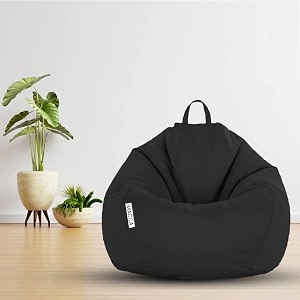 macca brand - xl faux leather bean bag filled with beans ready to use black