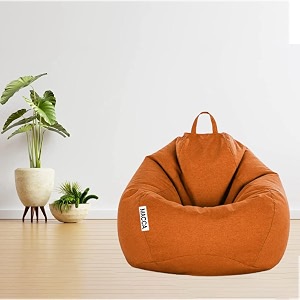 macca brand - xl faux leather bean bag filled with beans ready to use tan