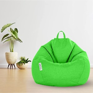 macca brand - xl faux leather bean bag filled with beans ready to use green
