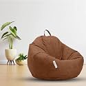 MACCA Brand - XL Faux Leather Bean Bag Filled with Beans Ready to Use (Brown)