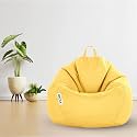 MACCA Brand - XL Faux Leather Bean Bag Filled with Beans Ready to Use (Yellow)