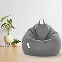 MACCA Brand - XXXL Faux Leather Bean Bag Filled with Beans Ready to Use (Grey)