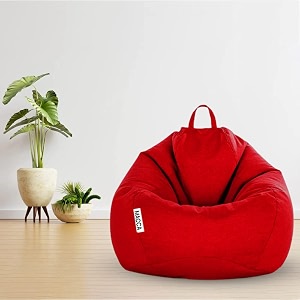 macca brand - xxxxl faux leather bean bag filled with beans pink jumbo size