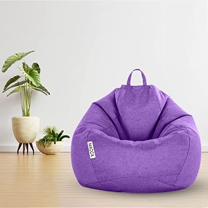 macca brand - xxxxl faux leather bean bag filled with beans ready to use purple jumbo size