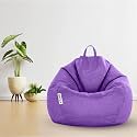 MACCA Brand - XXXXL Faux Leather Bean Bag Filled with Beans Ready to Use (Purple) (Jumbo Size)