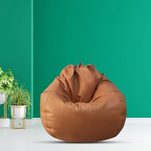 macca xl faux leather bean bag filled with beans ready to use tan