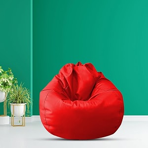 macca xl faux leather bean bag filled with beans ready to use red
