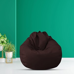macca xl faux leather bean bag filled with beans ready to use brown
