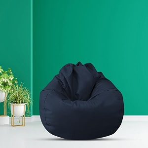 macca xl faux leather bean bag filled with beans ready to use navy blue