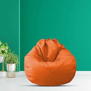 macca xl faux leather bean bag filled with beans ready to use orange