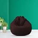 MACCA XL Faux Leather Bean Bag Filled with Beans Ready to Use (Brown)