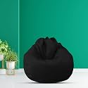 MACCA XXL Faux Leather Bean Bag Filled with Beans Ready to Use (Black)