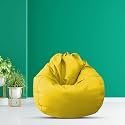 MACCA XXL Faux Leather Bean Bag Filled with Beans Ready to Use (Yellow)