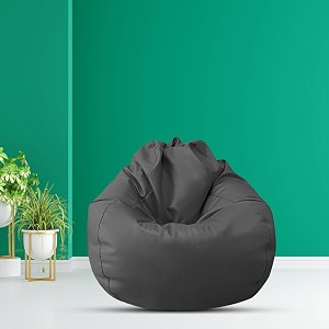 macca xxxl faux leather bean bag filled with beans ready to use grey