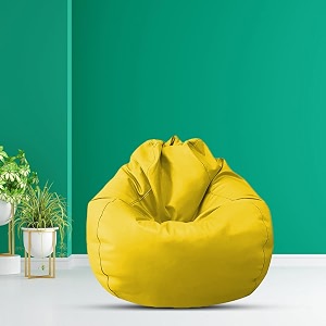 macca xxxxl faux leather bean bag filled with beans ready to use yellow jumbo size