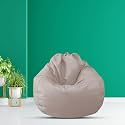 MACCA XXXXL Faux Leather Bean Bag Filled with Beans Ready to Use (Beige) (Jumbo Size)