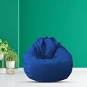 MACCA XXXXL Faux Leather Bean Bag Filled with Beans Ready to Use (Blue) (Jumbo Size)