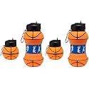 Maccabi Art Clip-On Collapsible BPA-Free Silicone Basketball Water Bottle for Kids, 18 Oz. Size (Pack of 2)