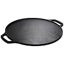 MACclite IRONIUM CAST Iron Pre-Seasoned, Perfect for Cooking on Gas, Flat Base Dosa Tawa ; Griddle with Side Handles 30 cm Diameter (12 Inches), Black