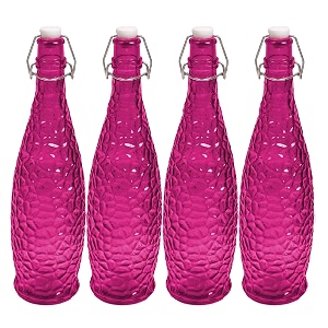 machak crick glass water bottle for fridge 1 ltr purple set of 4