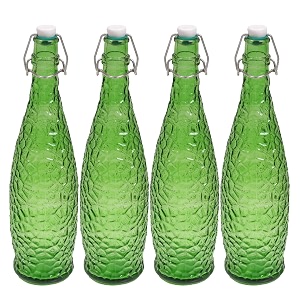 machak crick glass water bottle for fridge 1 ltr green set of 4
