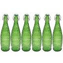 Machak Crick Glass Water Bottle For Fridge 1 ltr (Green, Set of 2)