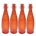 MACHAK glass water bottle | colorful glass water bottle With Airtight Cap, Clear, Swing Top Flip Top Bottles For Fridge | (Orange, Set of 4)