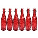 MACHAK Crick Glass Water Bottle for Fridge | 1 Litre Reusable Bottles with Leak-Proof Cap | Stylish &amp; Durable Drinking Bottles for Home, Office, Gym | Set of 1 (Red)