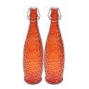 Machak Crick Glass Water Bottle For Fridge 1 ltr (Orange, Set of 3)