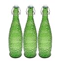 Machak Crick Glass Water Bottle For Fridge 1 ltr (Green, Set of 3)