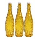 Machak Crick Glass Water Bottle For Fridge 1 ltr (Yellow, Set of 3)
