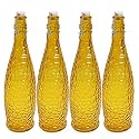 MACHAK glass water bottle | colorful glass water bottle With Airtight Cap, Clear, Swing Top Flip Top Bottles For Fridge | (Yellow, Set of 4)