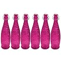 Machak Crick Glass Water Bottle For Fridge 1 ltr (Purple, Set of 6)