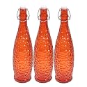 Machak Crick Glass Water Bottle For Fridge 1 ltr (Orange, Set of 3)
