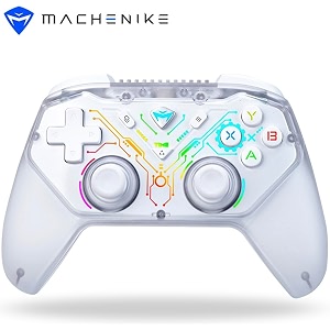 machenike g3s wireless gaming controller for windows pc switch ps3 android pc controller with k-sliver joystick no drift mechanical d-pad buttons dual vibration rgb lighting 500hz polling rate symmetrical controller plug and play white