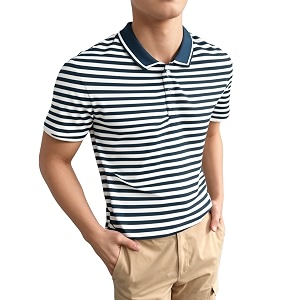 Mack Jonney Mens Striped Cotton Rich Collar