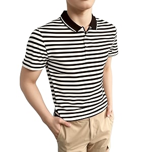 Mack Jonney Mens Striped Cotton Rich Collar
